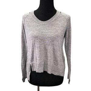 Alexander Wang Wool Top Sweater S Asymmetrical Split Hem Gray Mesh FLAW